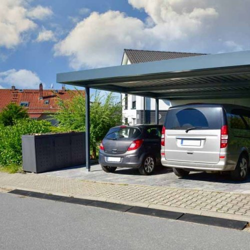 Carport 2 places en aluminium gris