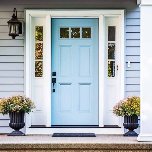 Porte en bois coloré bleue