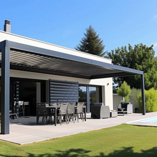 Pergola adossée en aluminium noir